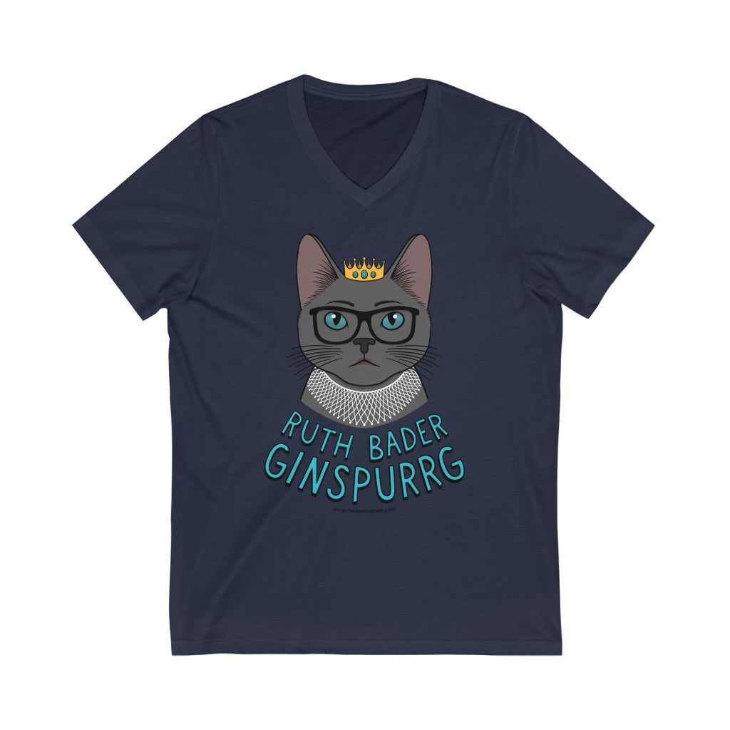 Ruth Bader Ginspurrg V-Neck Cat Shirt
