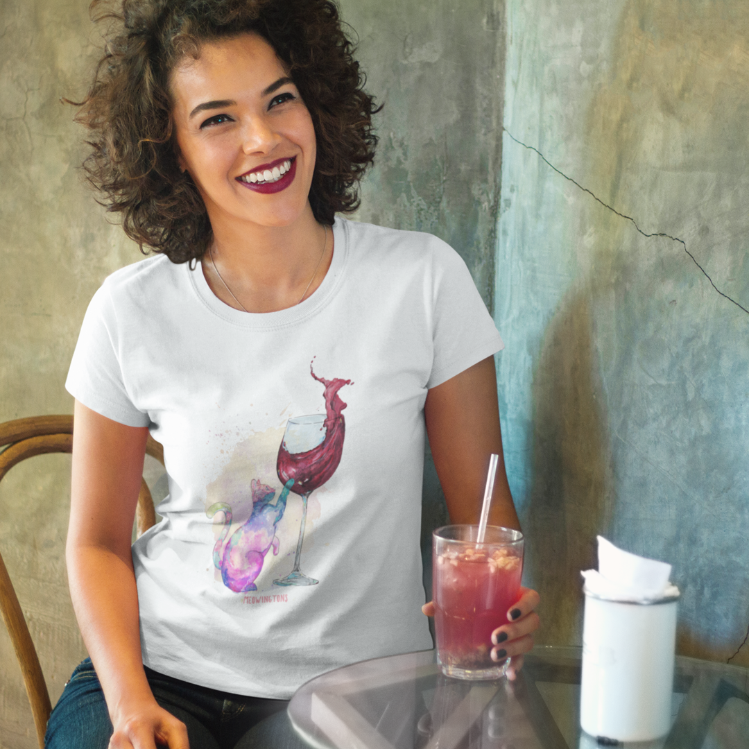 Feline Tipsy Cat Wine T-Shirt