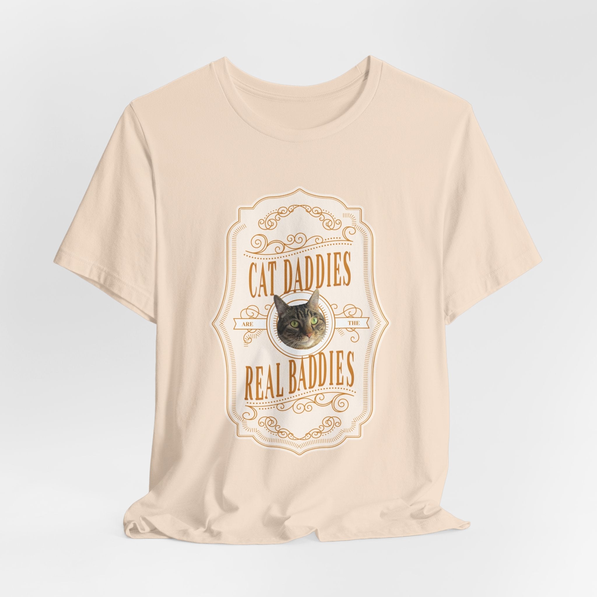 Custom Cat Daddies Are The Real Baddies Whiskey Label T-Shirt - Light
