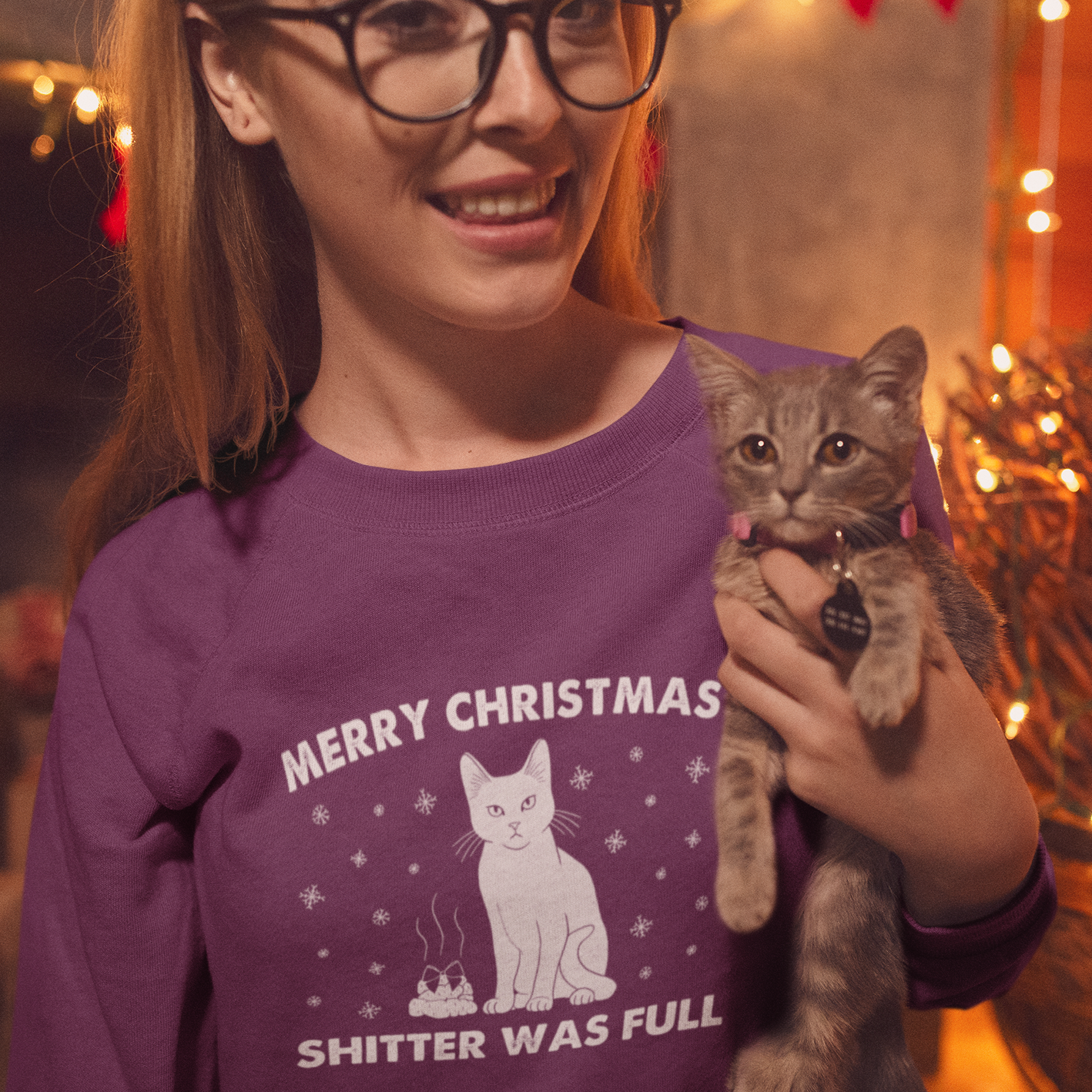 Shitter's Full Christmas Cat Sweatshirt