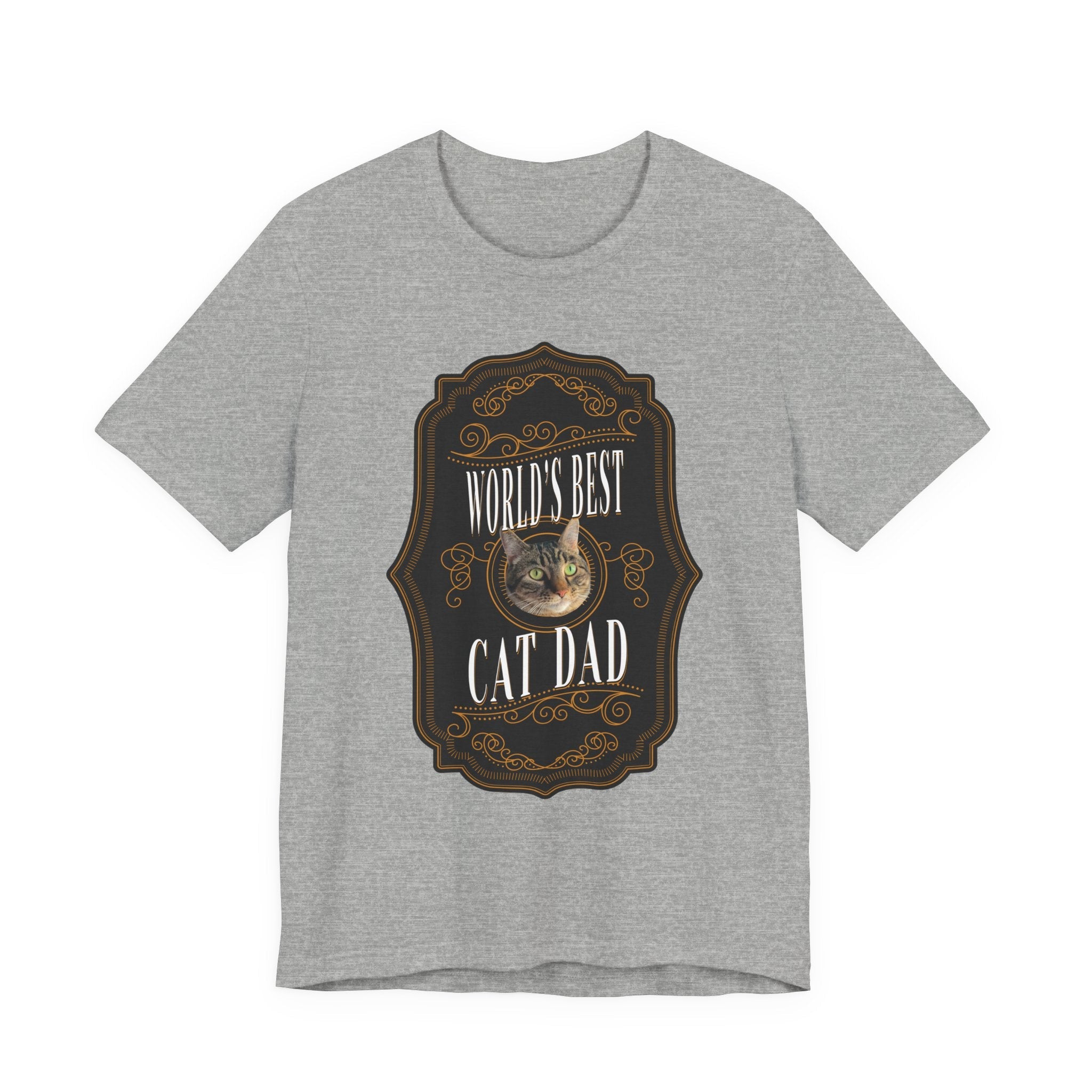 Customizable World's Best Cat Dad Whiskey Label T-Shirt - Dark