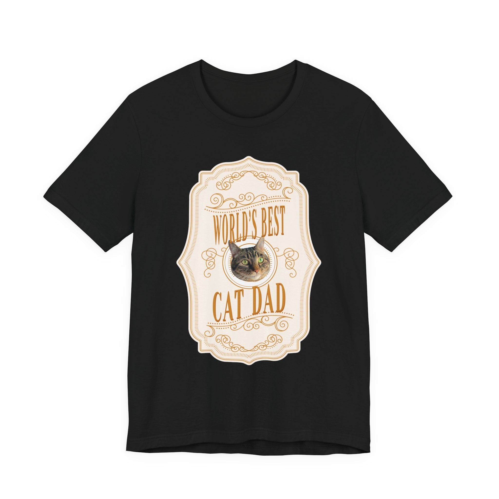 Customizable World's Best Cat Dad Whiskey Label T-Shirt - Light
