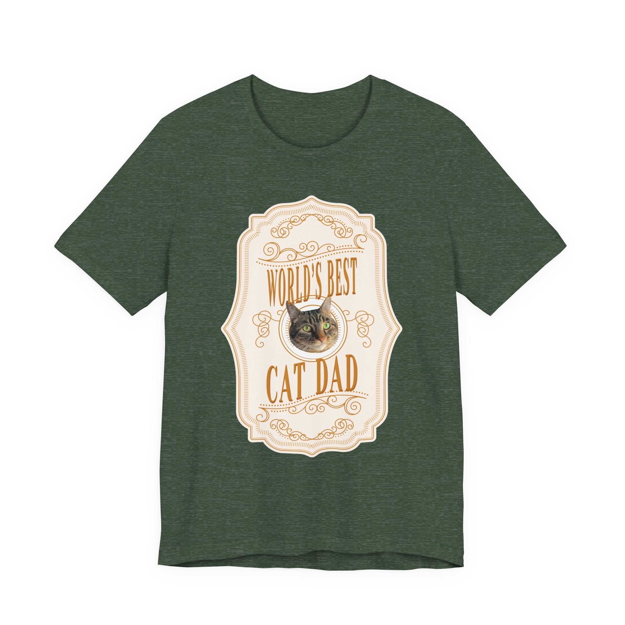 Customizable World's Best Cat Dad Whiskey Label T-Shirt - Light