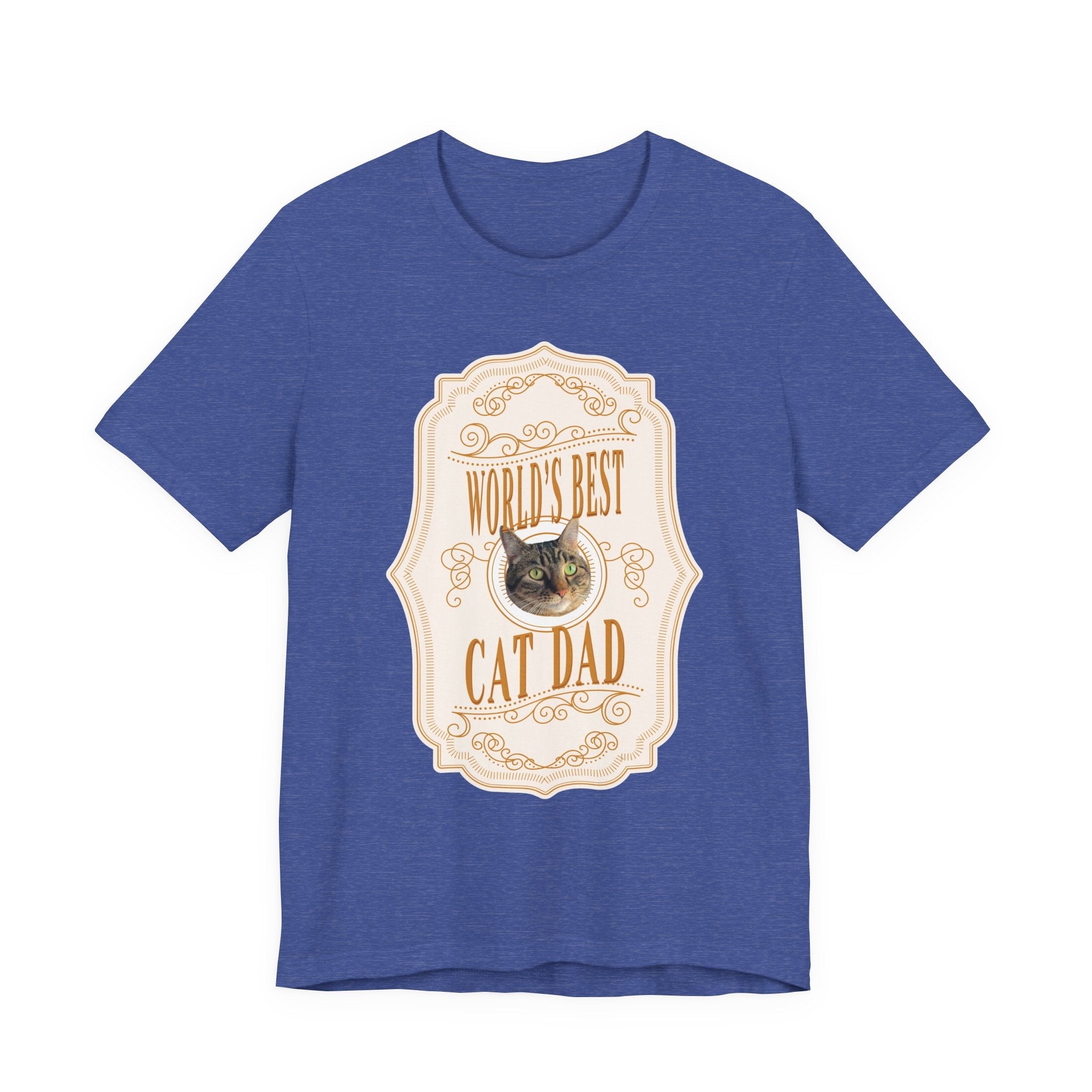 Customizable World's Best Cat Dad Whiskey Label T-Shirt - Light