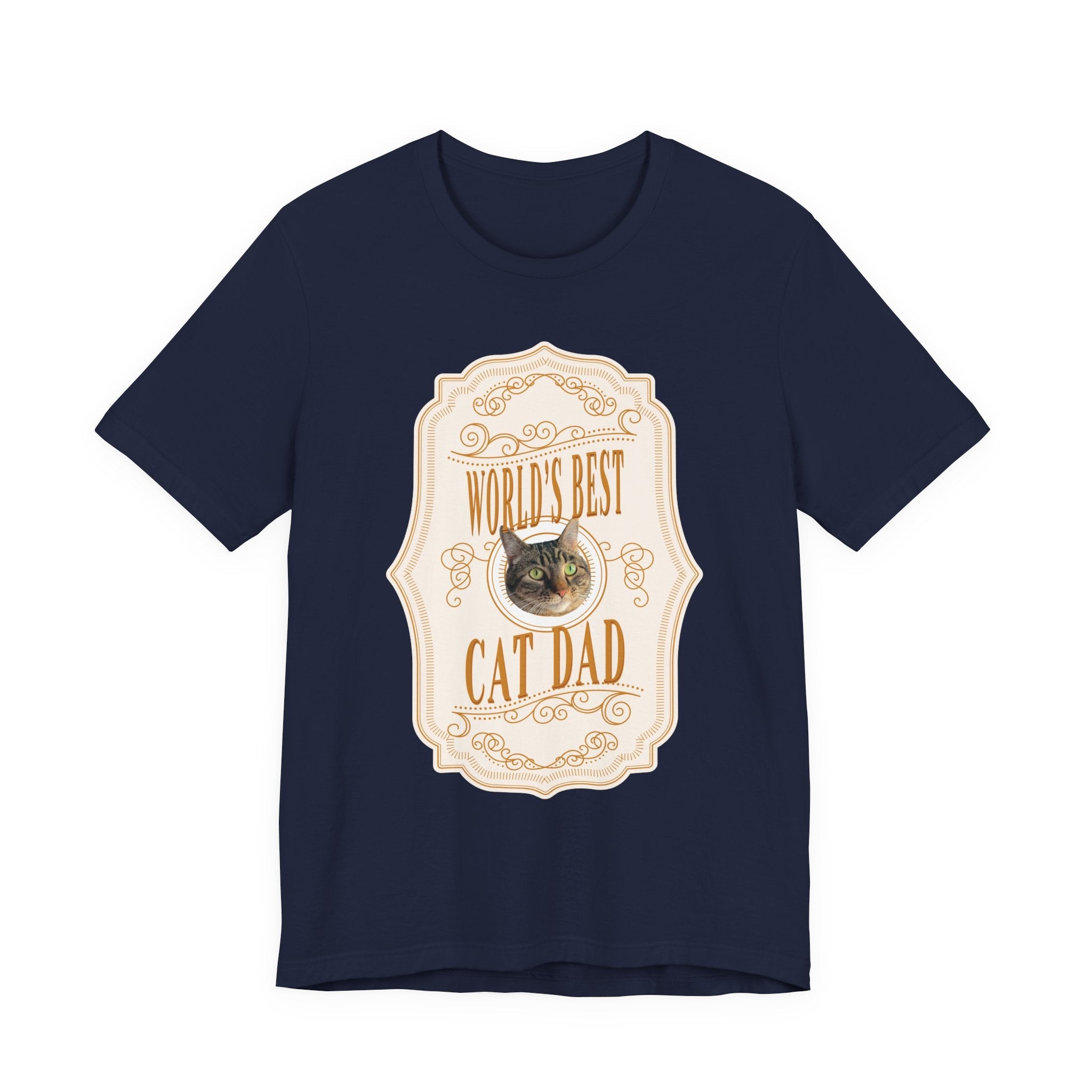 Customizable World's Best Cat Dad Whiskey Label T-Shirt - Light