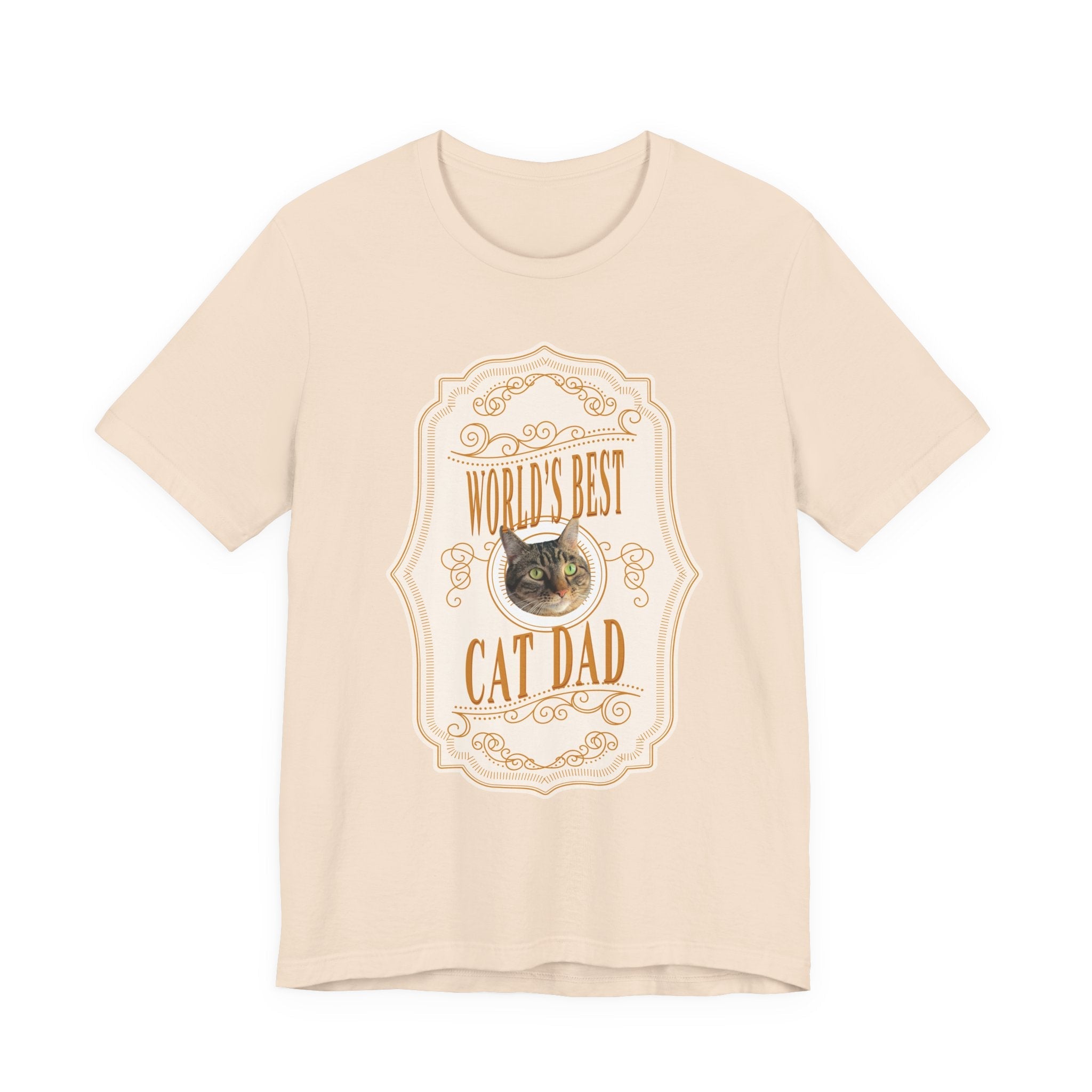 Customizable World's Best Cat Dad Whiskey Label T-Shirt - Light